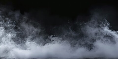 Enigmatic smoke elegance. Captivating composition of abstract black background with wisps of textured motion white light and ethereal mist creating dreamy and mysterious atmosphere - Powered by Adobe