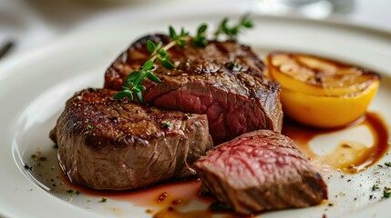 Filet mignon. Grade A grass fed angus beef steak. Tenderloin, filet mignon.