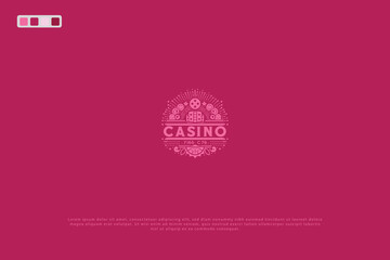 Casino logo design in flat hand drawn minimal retro style editable vector  - obrazy, fototapety, plakaty