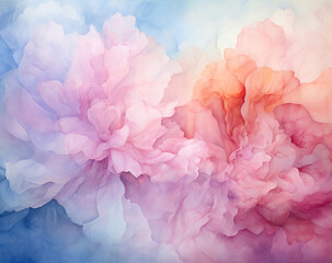 Abstract watercolor floral background in rainbow tones. 