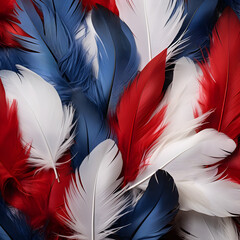 Red White and Blue American flag colored feather background 