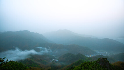 Roofji Mountain, Lu'an City, Anhui Province - the view of the mountain to the sky in foggy weather