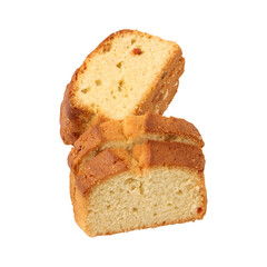 Sliced pound cake isolated on transparent background