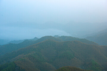 Roofji Mountain, Lu'an City, Anhui Province - the view of the mountain to the sky in foggy weather