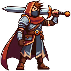 character of warrior knight with sword illustration