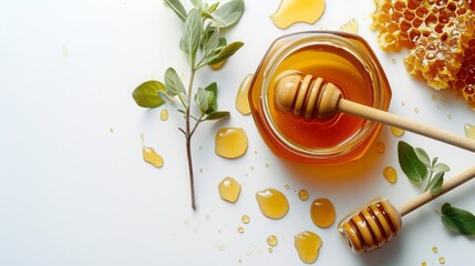 Pure honey 100%, sweet and fragrant for health and beauty. 