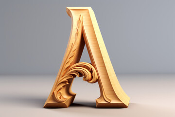 3D render of a stylized letter "A" isolated on a solid grey background
