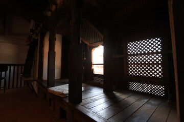 exterior of National Art Museum of Bhaktapur, a newar windows. it is one of museum in Bhaktapur durbar square.