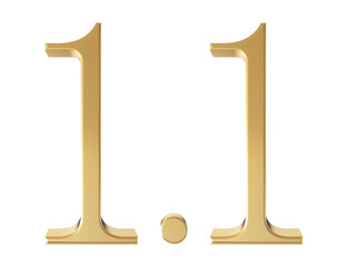 1.1 sell discount gold 3d number render