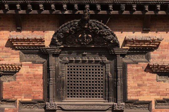 the newar style window in Bhaktapur historical area, kathmandu