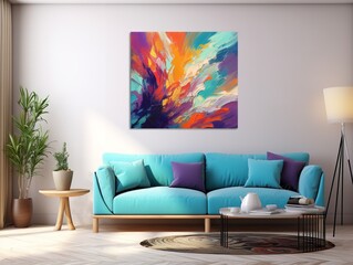 Artistic Canvas Print Mockup for Home and Gallery Decor - AI Generated