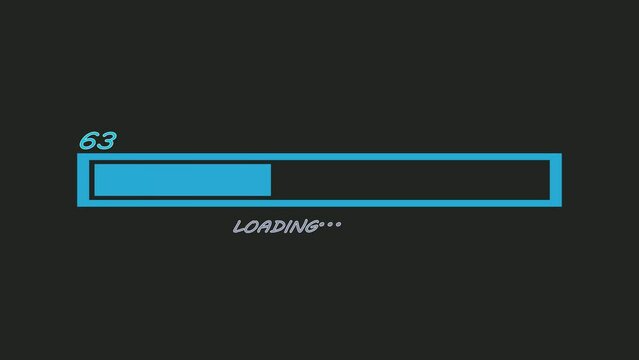 cyan loading bar and  Progress  bar 4k. 60 fps 3D animation.