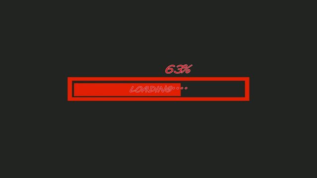 Red loading bar and  Progress  bar 4k. 60 fps 3D animation.