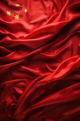 Obraz premium Red Chinese flag with five gold stars waving in the wind