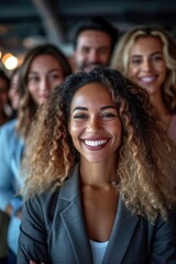 Fototapeta premium African american woman smiling during a meeting