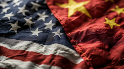 アメリカと中国の国旗