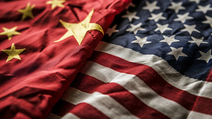 アメリカと中国の国旗 - obrazy, fototapety, plakaty