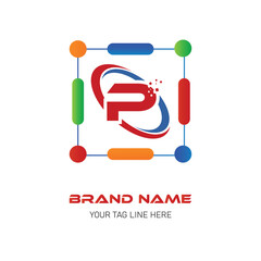 social network concept. Brand icon P letter logo