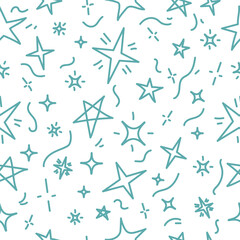 Seamless pattern with stars doodle elements. Stars pattern vector illustration.