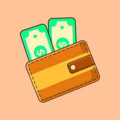  Wallet And Money. Vector Illustration