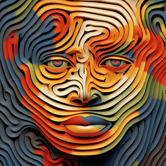 abstract 3D colourful rippled face