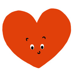 Cartoon red heart character with funny face