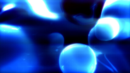 laser blue gauzy crystalline spheres with intensive shine - abstract 3D rendering - obrazy, fototapety, plakaty