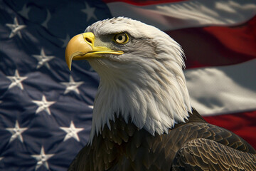 アメリカ国旗と白頭鷲の背景,American flag and bald eagle background,Generative AI	