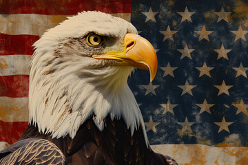 Naklejka premium アメリカ国旗と白頭鷲の背景,American flag and bald eagle background,Generative AI 
