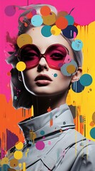 Fashion model with colorful abstract background