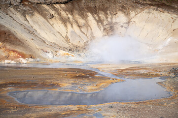 Gunnuhver Hot Springs - steam and smoke from the dangerous geothermal feature