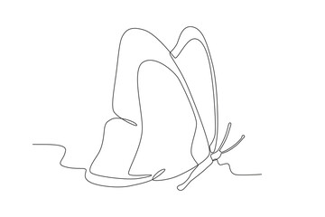A butterfly flies beautifully. Butterfly one-line drawing
