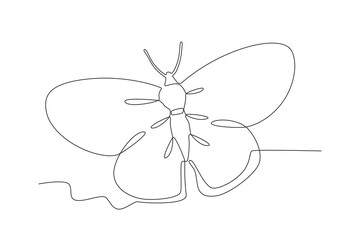 A wide-winged butterfly. Butterfly one-line drawing