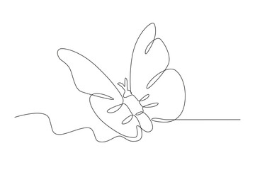 A flying butterfly flapped its wings. Butterfly one-line drawing