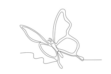 A leisurely flying butterfly. Butterfly one-line drawing