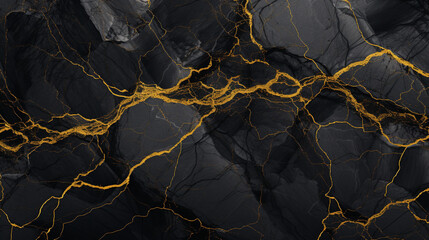 Black marble background. Black marble background with yellow veins. - obrazy, fototapety, plakaty