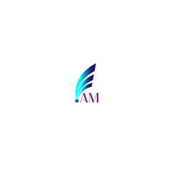 AM creative initial letter flat monogram gradient color logo design with White background.Vector logo modern alphabet multi color font style.