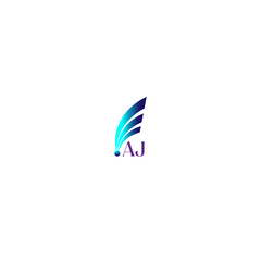 Fototapeta premium AJ creative initial letter flat monogram gradient color logo design with White background.Vector logo modern alphabet multi color font style.