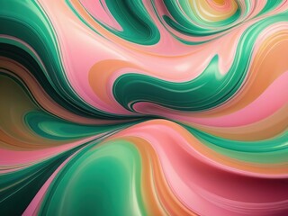 abstract colorful background with smooth lines in green, pink and orange