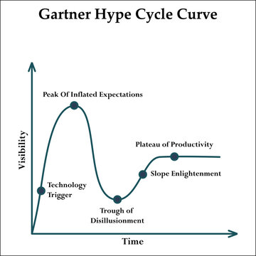 vector graphical illustration of gartner hype cycle curve. Infographic template