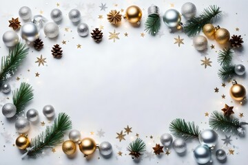 christmas background with fir branches and cones