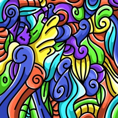 Colorful hand drawn doodle art abstract background