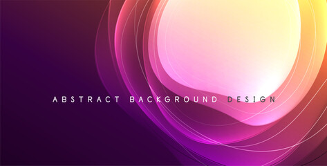 Obraz premium Colorful transparent flowing fluid shapes with glow effect geometric background. Wavy lines round forms. Vector illustration For Wallpaper, Banner, Background, Card, Book Illustration, landing page