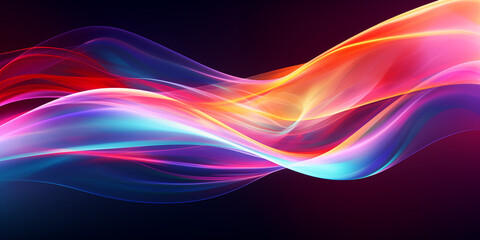 Abstract 3D abstract  wave technology air wave background tech abstract Neon colored waves on a dark abstract glowing spectrum lines psychedelic aesthetic.  