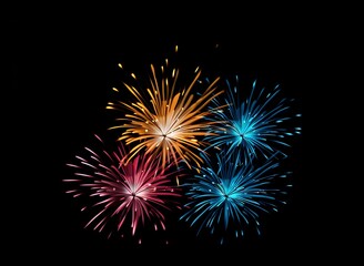 Fototapeta premium Fireworks on black background. Generative AI
