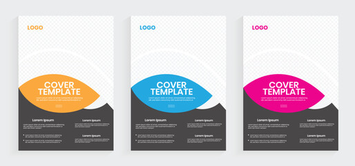 A4 annual report book cover design. Minimal business report cover graphic template. Geometric shape business flyers poster publication layout. Business portfolio brochure vector set.