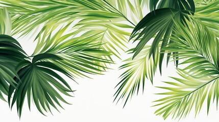 Tropical background with palm leaves, Realistic illustration, Tropical palm leaves, jungle leaves pattern background, wallpaper