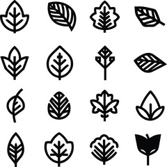 Black and white Leaf line icon set. Collection of vector symbol in trendy flat style on isolated white background Leaf sings for design