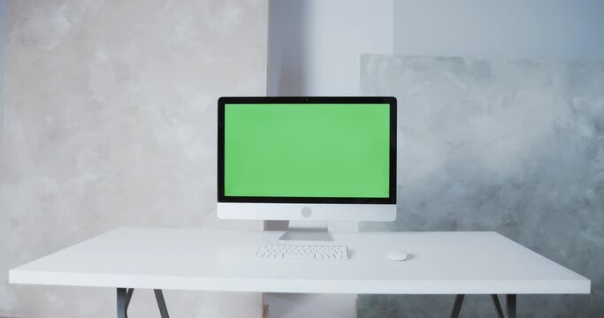 I mac screen monitor display with green screen