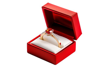 Diamond ring in a box. Wedding ring. Valentine's gift. Anniversary's gift. Birthday's gift. Happy Valentine's Day. Happy Valentine's Day. Isolated on transparent background.